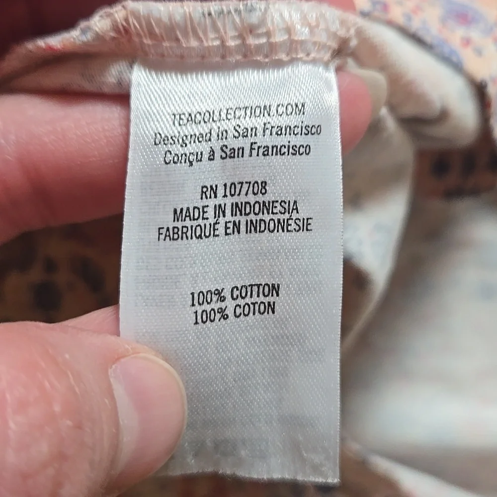 Tea Collection pink blue floral print faux wrap tank dress